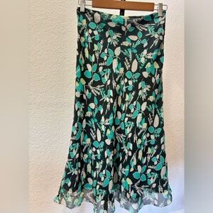 Laura Ashley A-Line Skirt - Teal and Black Floral